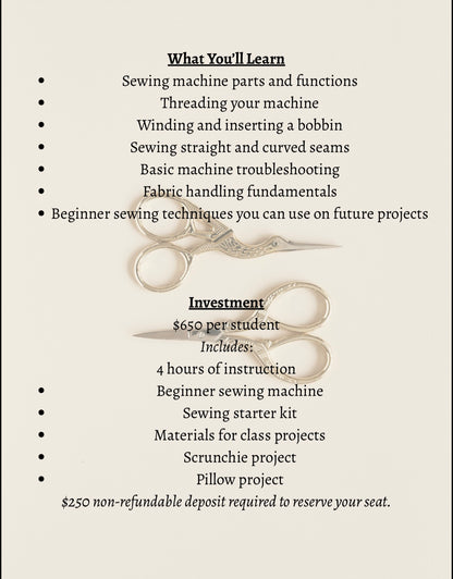 Beginner Sewing Class: Learn to Sew with Confidence